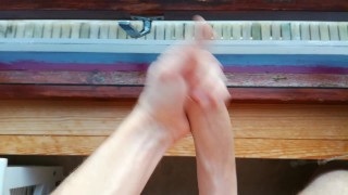 Jerking off through a window BIG LOAD