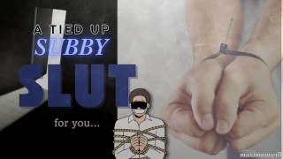 Subby WHIMPERING – An Obsessed Boy is Tied to the Bed and Blindfolded for your Pleasure